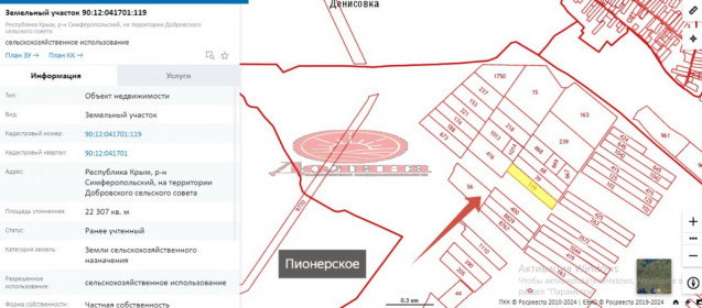 Участок 2.23 га с.Пионерское Симферопольский район Участок 2.23 га с.Пионерское Симферопольский район
